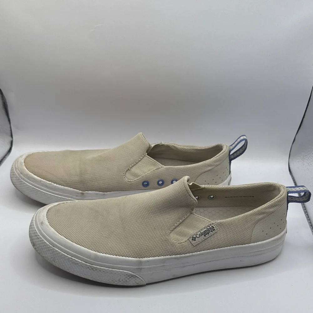 Columbia PFG Distant Water Slip-On Shoes Beige Mesh Boat Shoes Women’s Size 7.5